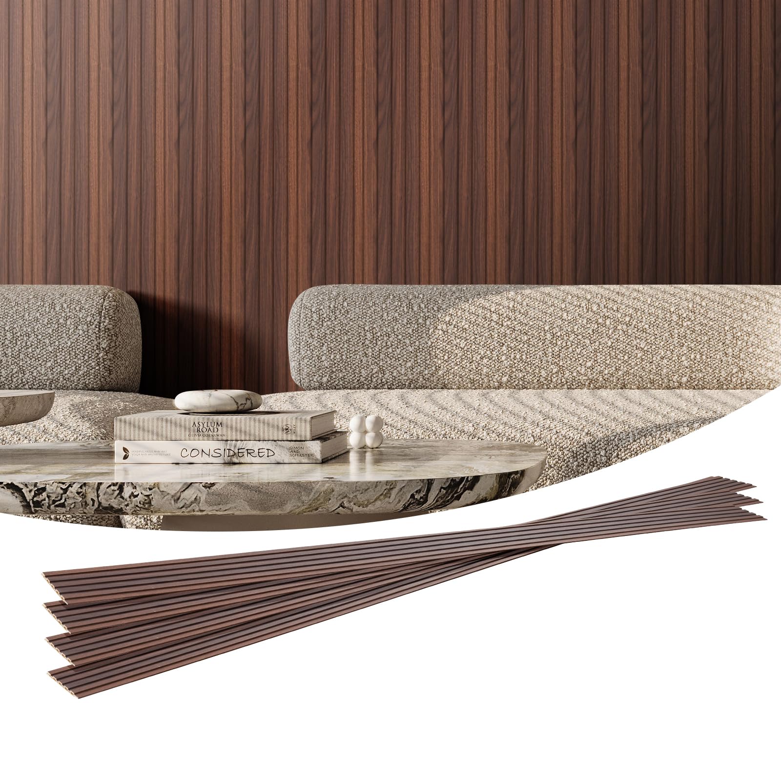 Vevor Wood Slat Acoustic Panels, 8 Pcs 96 X 6 Inch, Wpc Accent Wooden Wall Panels For Modern Interior Wall, Faux Wood Wall Board